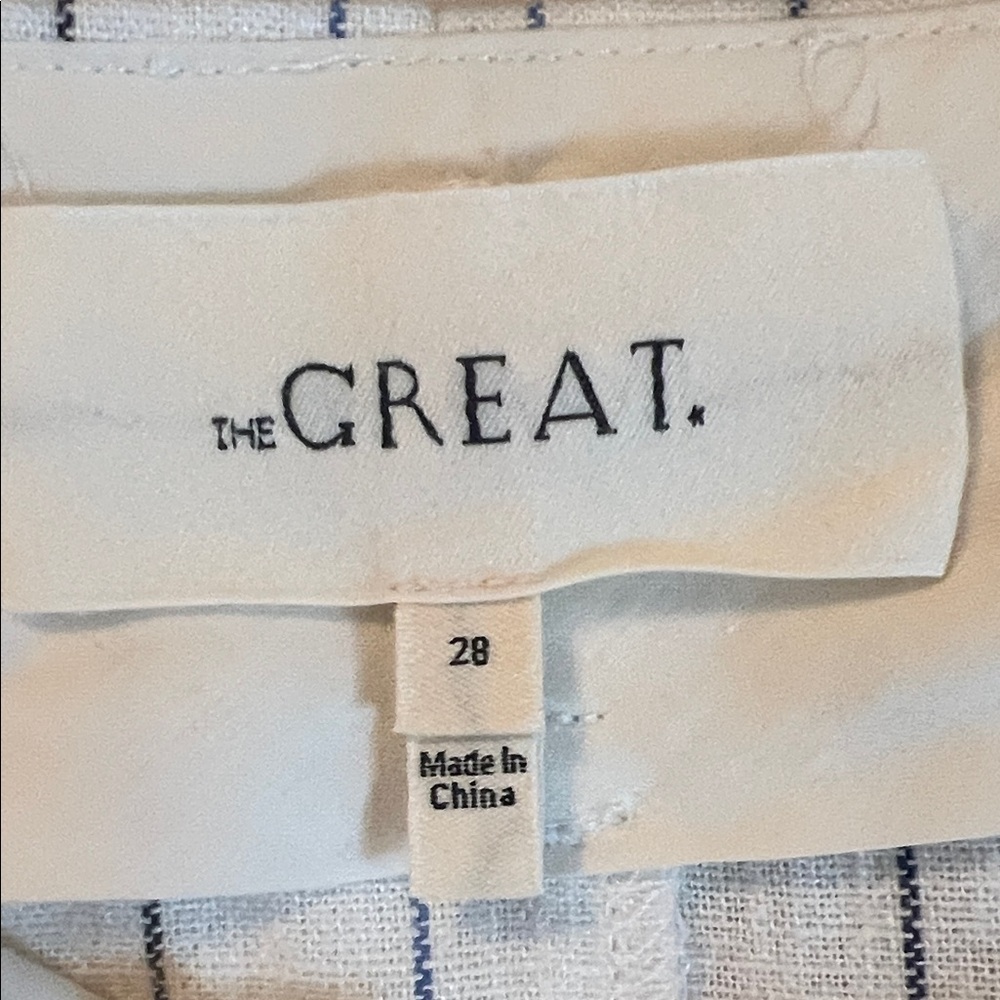 The GREAT Striped White and Blue Stripped Linen Blend Pencil Skirt - Picture 3 of 3